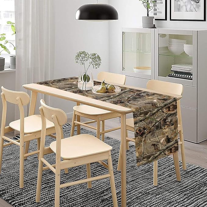 Forest Camouflage Table Runner, Camo Rustic Wildlife Animal Hunting Deer Elk - Image 2