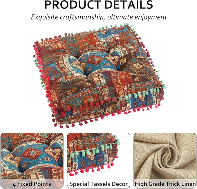 Bohemian Seat Cushion，Indoor & Outdoor 16.5" x 16.5" Seating Cushion - Image 3