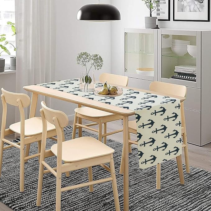 Nautical Themed Table Runner, Oceanic Sailing Element Travel Ship Yacht Table - Image 3