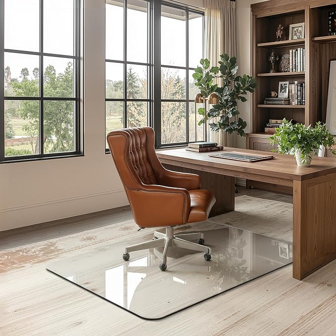 Office Chair Mat for Carpet & Hardwood, Upgraded 32" x 48" Dual Use Tempered by Furnbar
