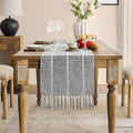 ZeeMart Farmhouse Braided Striped Table Runner, Rustic Grey Table Runners 72 by ZEEMARTONLINE