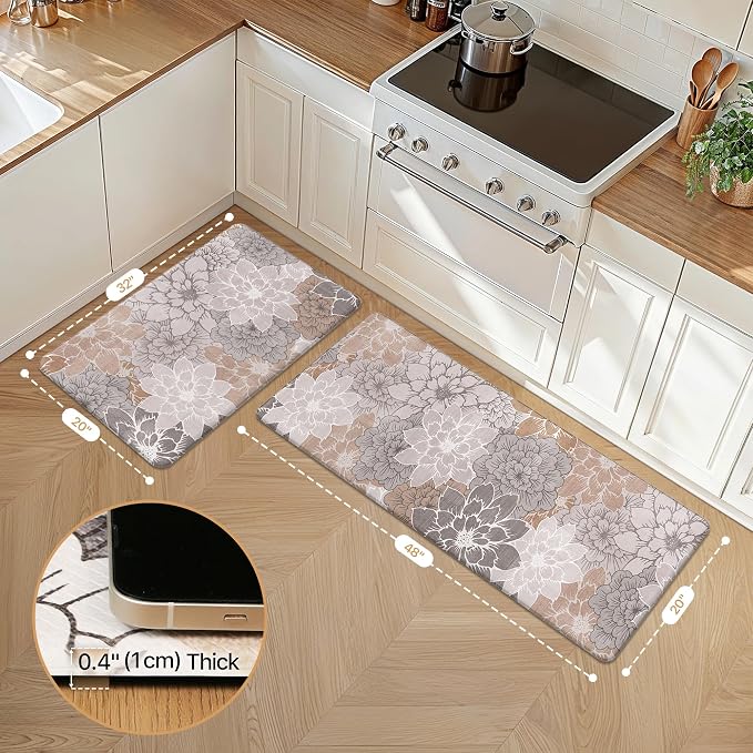GENIMO Kitchen Mats for Floor, Kitchen Rugs Non Slip Washable Sets of 2 - Image 2