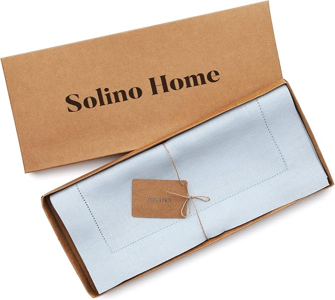 Solino Home Linen Light Blue Table Runner 108 Inches Long - Image 5