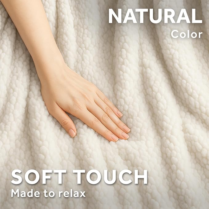 Sunbeam Royal Sherpa Foot Pocket Heated Throw Electric Blanket, 4 Heat Settings - Image 9