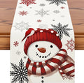 OTOSTAR Snowflakes and Red Snowman Christmas Table Runner, Xmas Seasonal Winter by OTOSTAR