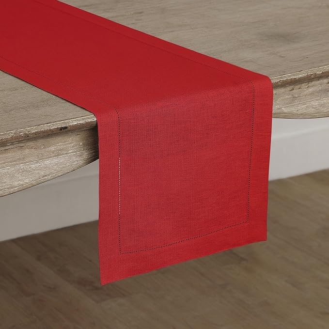 Solino Home Linen Red Table Runner 72 Inches Long - Image 2
