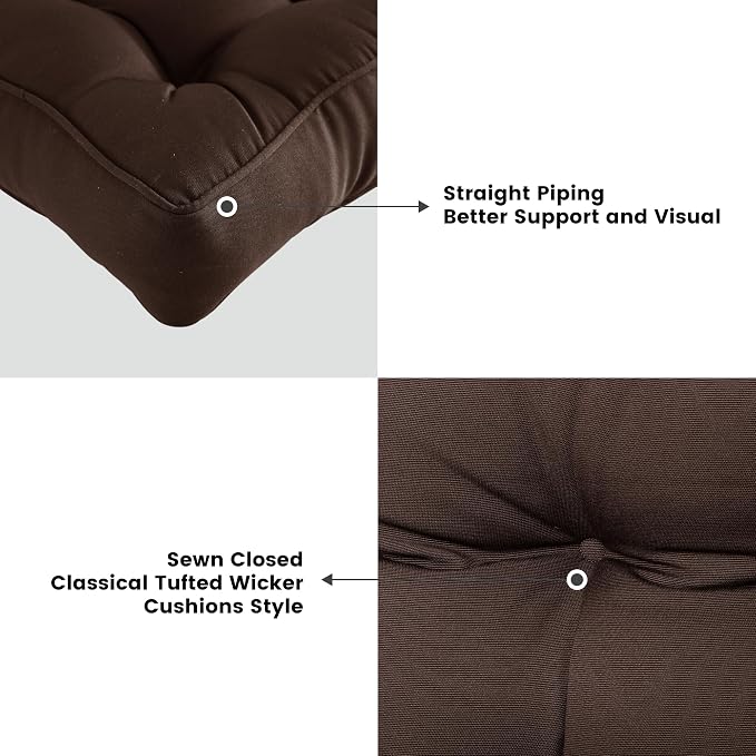 ARTPLAN Outdoor Seat Cushion, Square Thick Tufted Chair Cushion - Image 4