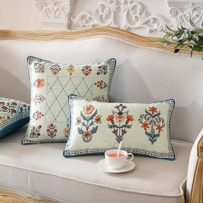 ISAENNE Design Square Linen Throw Pillow Covers 18"x18" Pack of 2, Living Room - Image 6