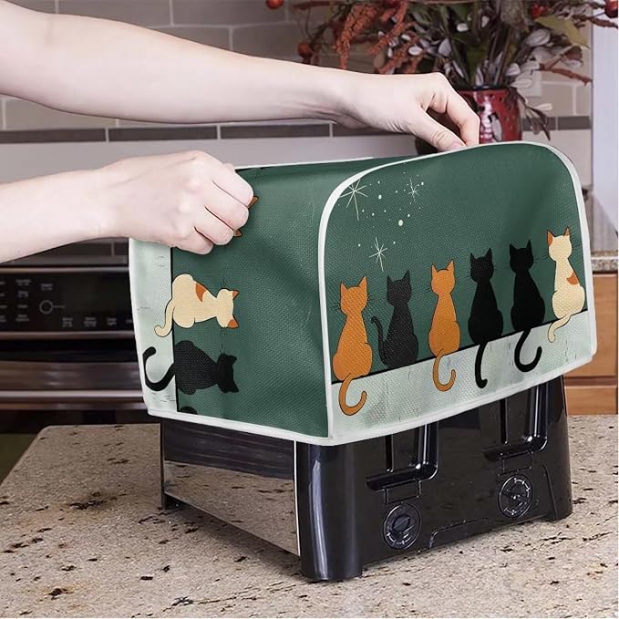 Cat Printed Bread Maker Cover, 2 Slice Kitchen Small Appliance, Toaster Cover - Image 3