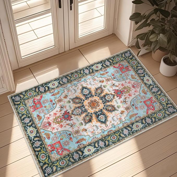 WILLSUN Washable Area Rugs, 2x3 Non-Slip Boho Small Area Rugs by Embracethewarmthofhome