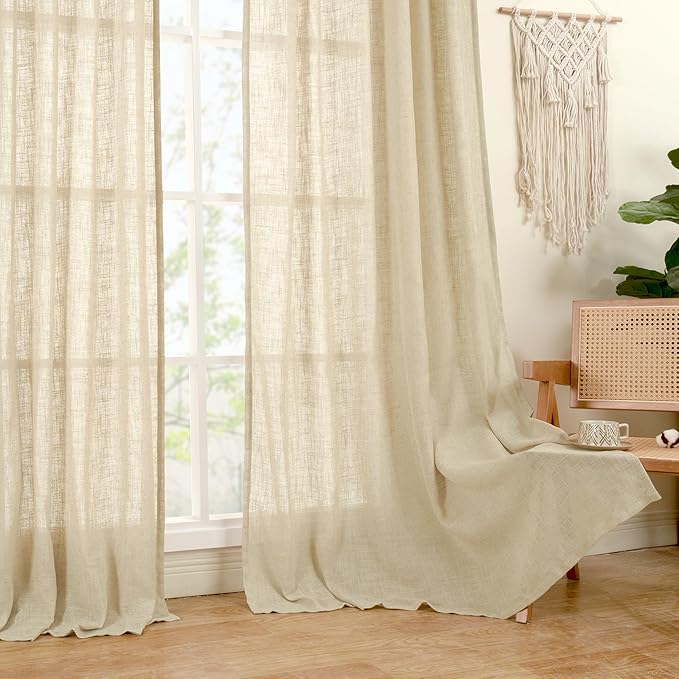 LAMIT Light Filtering Linen Curtains 84 inches Long - Image 9