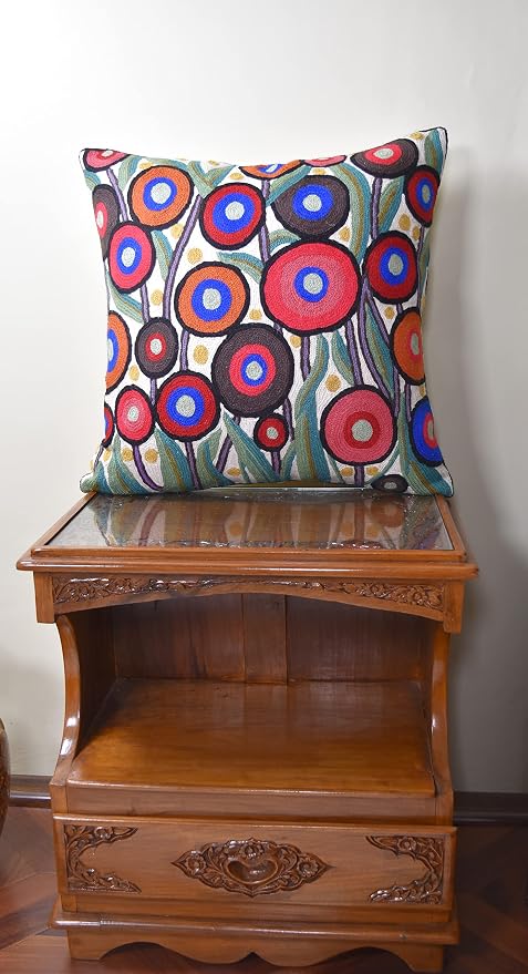Floral Poppy Pillow Cover White Red Floral Outdoor Pillowcase Suzani Accent - Image 9