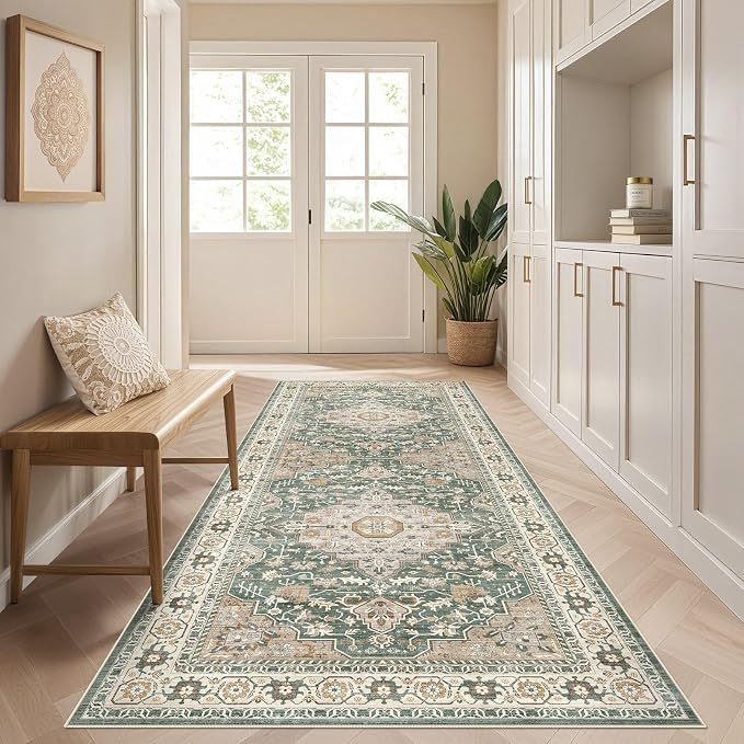 Runner Rug Kitchen Washable Rugs: 3x8 Non-Slip Abstract Soft Modern Stain - Image 3