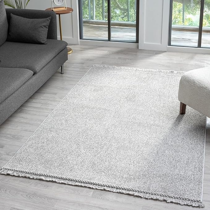 LUXE WEAVERS Solid Machine Woven Gray 6x9 Area Rug, Indoor Stain-Resistant by LuxeWeavers