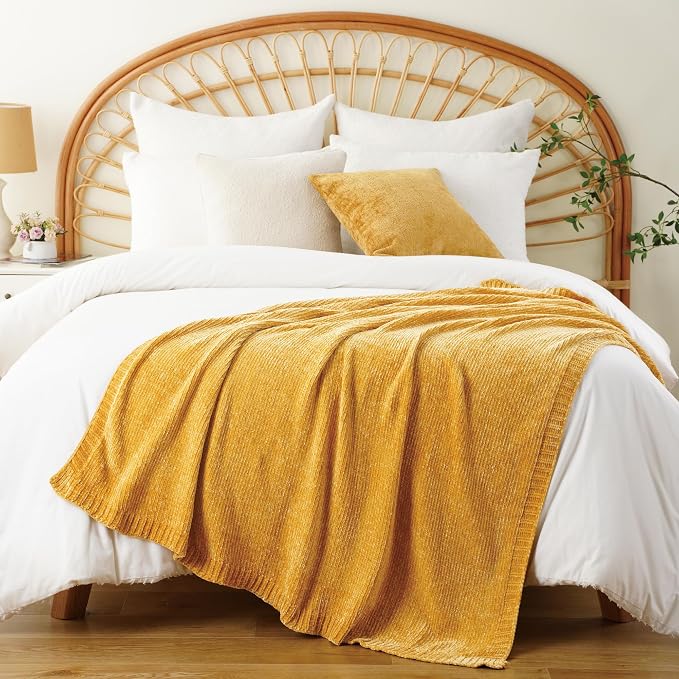 BATTILO HOME Mustard Yellow Throw Blanket - Image 4