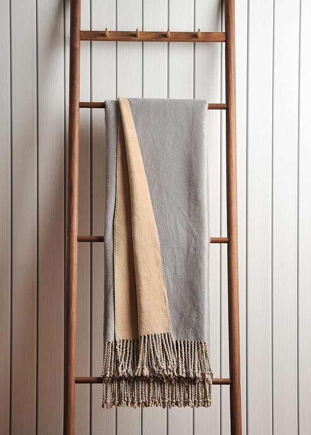 EP Mode Reversible Fringed Mulberry Silk Throw Blanket - Image 2