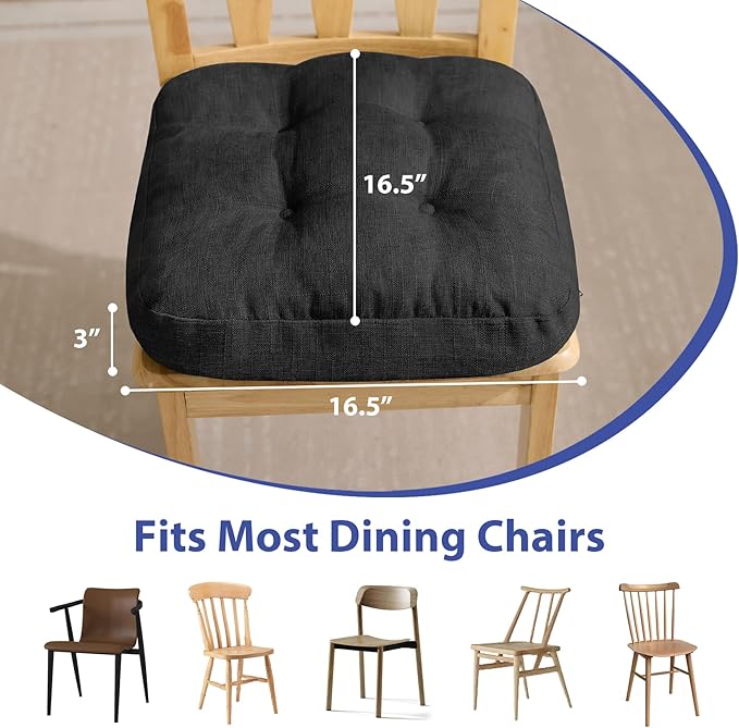 Chair Cushions, Foam Dining Chair Cushions, Tufted Indoor Chair Pads, 16.5” x - Image 3