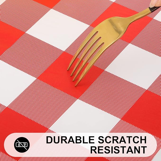 Smiry Rectangle Picnic Table Cloth, Elastic Waterproof Fitted Vinyl Tablecloths - Image 7