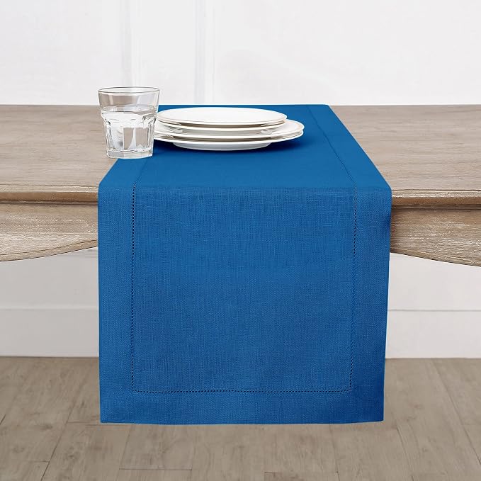 Solino Home Linen Indigo Blue Table Runner 144 Inches Long by SolinoHome