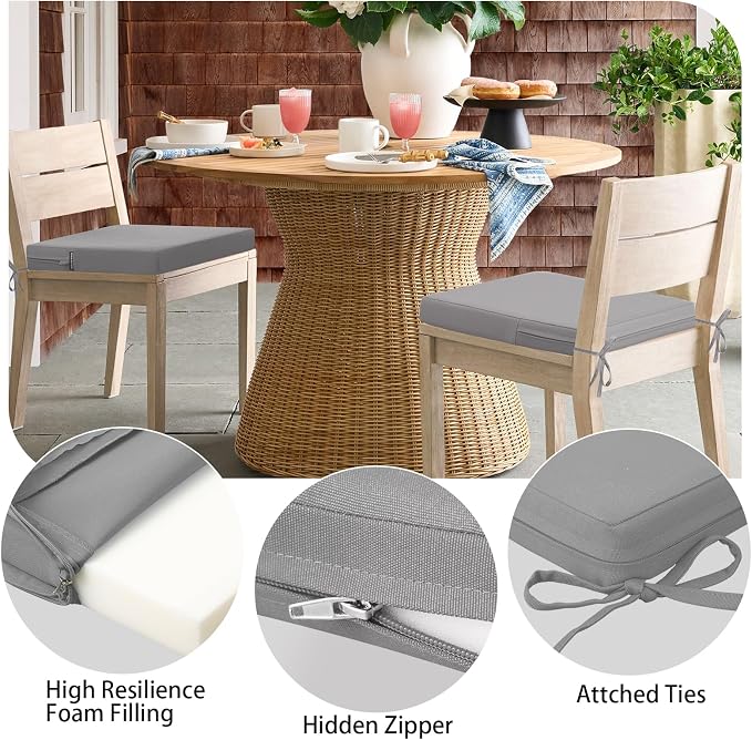 idee-home Outdoor Chair Cushions Set of 4, Dining Chair Pads - Image 3