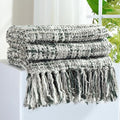 Multi-Color Grey Cable Knitted Throw Blanket by GINAMUSE