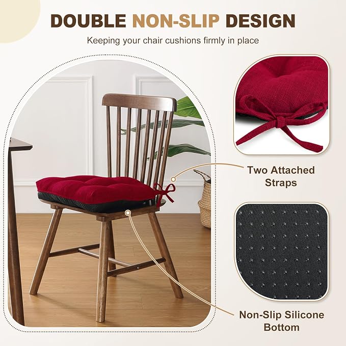 downluxe Indoor Chair Cushions for Dining Chairs, Tufted Overstuffed Textured - Image 4