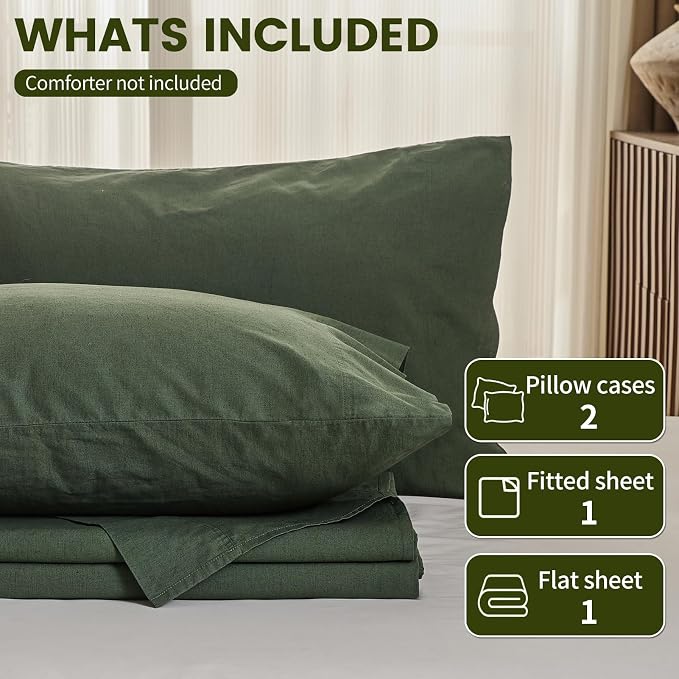 100% Linen Sheets King Size, Breathable & Durable 4-Piece Bed Flax Sheet Set - Image 6