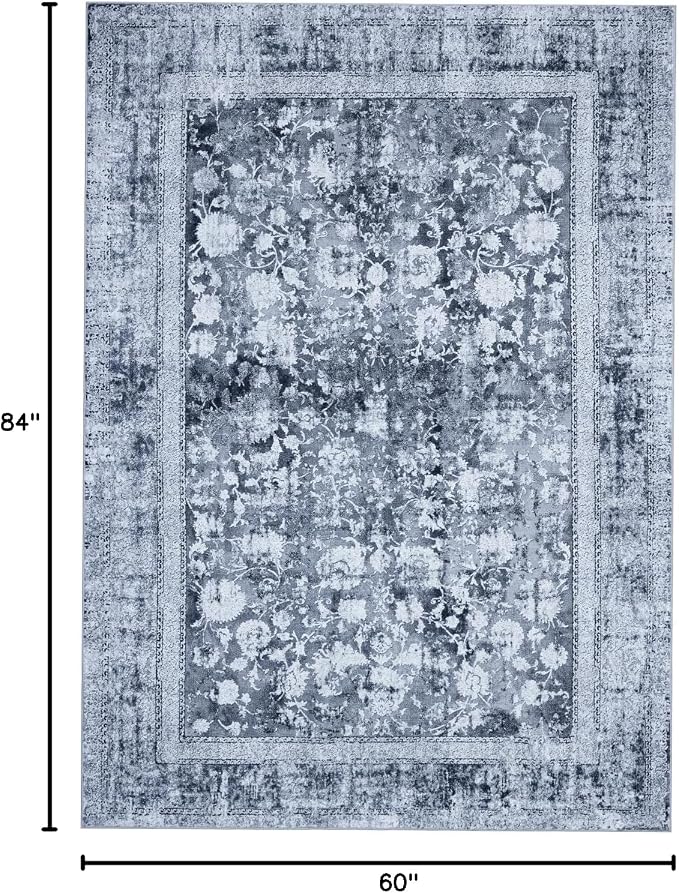 Area Rug 5×7, Vintage Boho Rug, Ultra-Soft Low Pile, Non Slip, Stain Resistant - Image 2