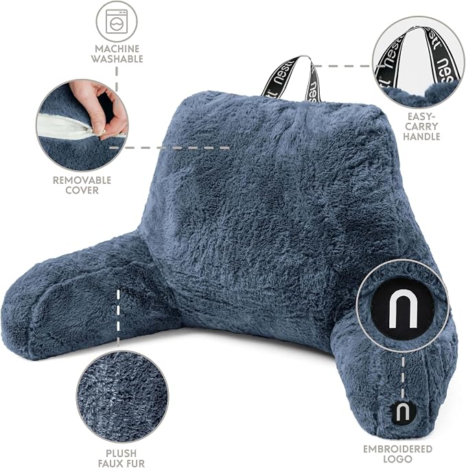 Nestl Fur Reading Pillow with Laptop Lap Desk, Stylish Back Pillow - Image 5