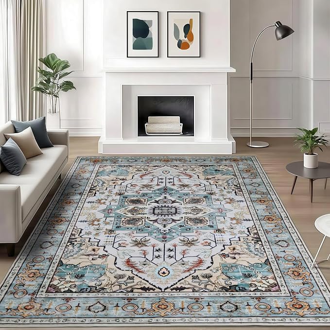 WILLSUN Washable Area Rugs, 6x9 Non-Slip Boho Large Area Rugs by Embracethewarmthofhome