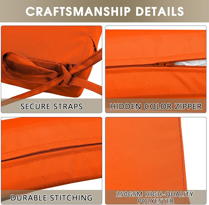 Outdoor Seat Cushion Set 22 x 22 In, Water-Resistant & Fade-Resistan, Patio - Image 6