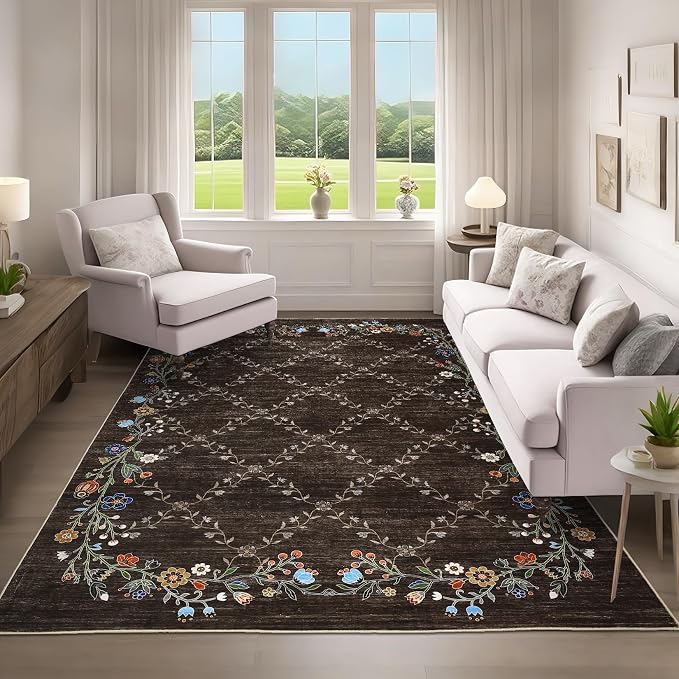 GarveeHome 10x13 Washable Floral Area Rugs by GarveeHome