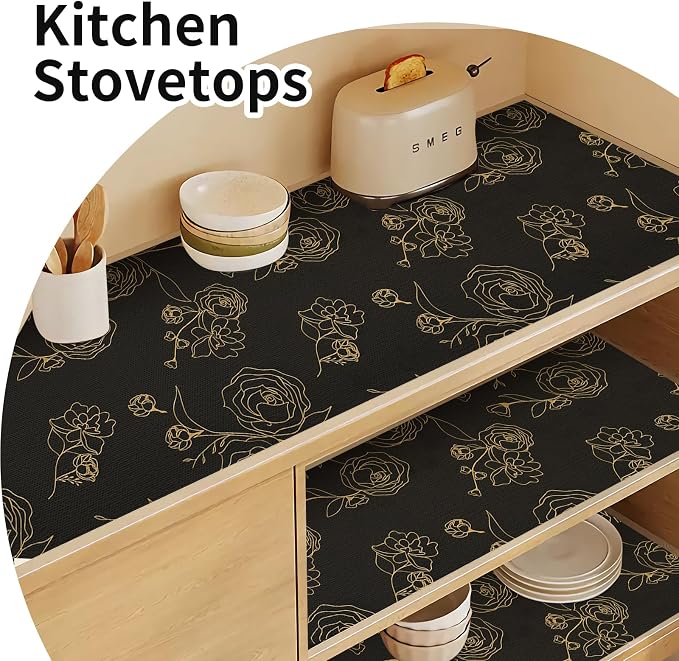 Shelf Liners for Kitchen Cabinets 17.5in x 30FT Non Adhesive Drawer Liner Black - Image 9