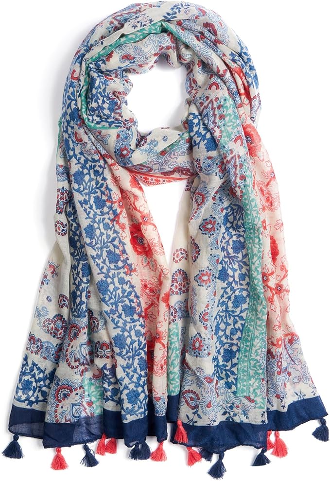 Scarf for Women Lightweight Soft Floral Leopard Printed Scarves Fall Winter by QIUTIMIY