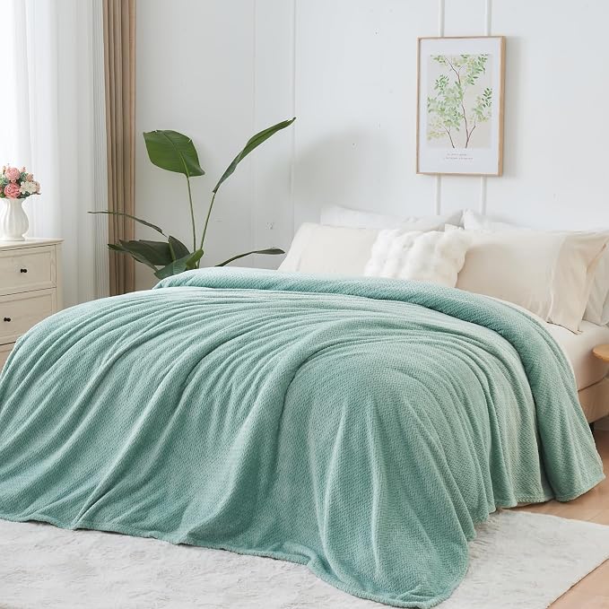 NEWCOSPLAY Super Soft Twin Blanket New Sage Green Premium Silky Flannel Fleece - Image 9