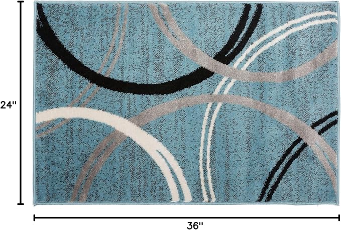 Rugshop Modern Wavy Circles Design Accent Rug, Carpet - Image 2