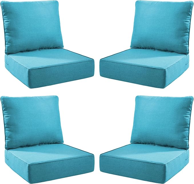 Luxury Outdoor Seat Cushion Set-24 x 24 x 6 Inch Outdoor Chair Cushions by NatureComfyOutdoorFurniture