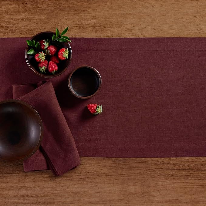 Solino Home 100% Pure Linen Cordovan Table Runner 36 Inches - Image 3