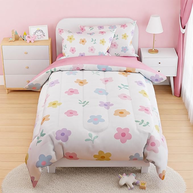 SANDJEST Floral Comforter Set Full Size 98x86in by SANDJEST