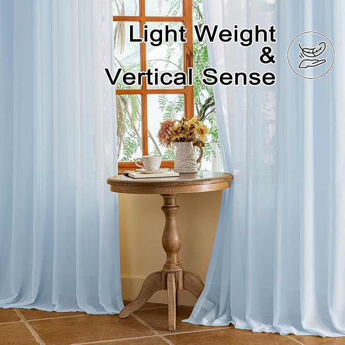 MAIHER 108 Inch Length Sheer Pleated Drapes 9ft Curtain Panels Soft Touch Light - Image 5