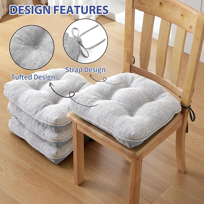 Chair Cushions for Dining Chairs Set of 4, Kitchen Chair Cushions, Chair Pads - Image 4