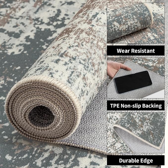 Ciicool 2'6 "x8' Washable Runner Rug, Modern Abstract Hallway Rugs Runner - Image 3