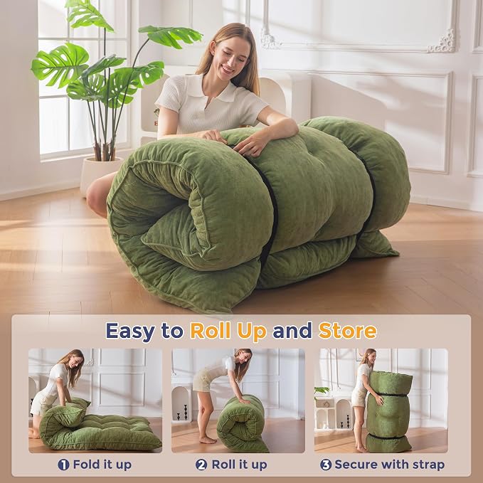 MAXYOYO Japanese Floor Mattress Full Size, Thick Chenille Tatami Mat Sleeping - Image 3