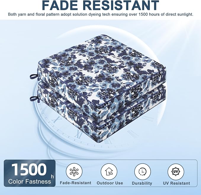 Favoyard Outdoor Chair Cushion 19 x 19 x 3 In Waterproof Pattern Fade Resistant - Image 3