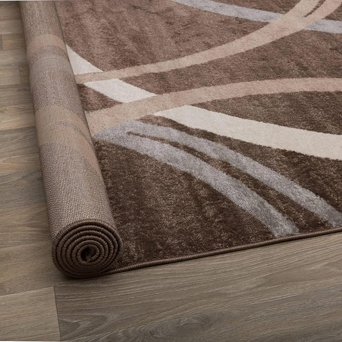 Rugshop Modern Wavy Circles Design Accent Rug, Non-Shedding Carpet - Image 4