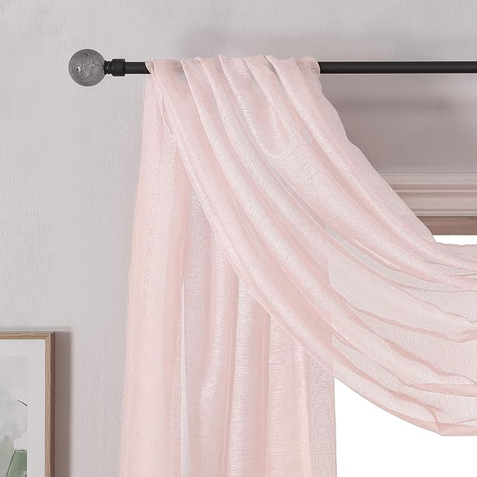 DONREN Peach Pink Sheer Window Scarf - Image 5