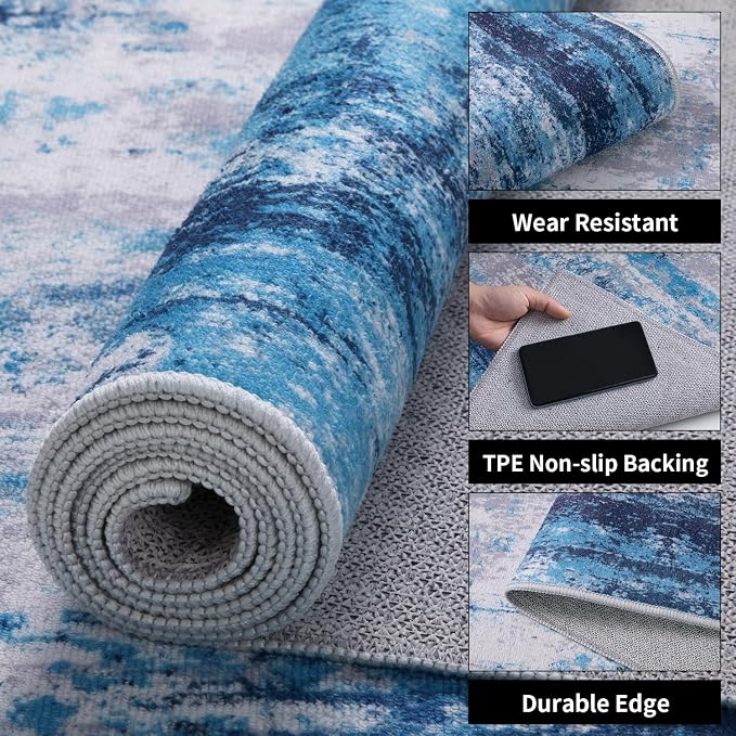 Ciicool Abstract Area Rug Indoor, 3x5 Washable Entryway Rug, Modern Soft Throw - Image 3