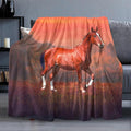 Sunset Horse Throw Blanket for Couch, Super Soft Fuzzy Throws Warm Comfortable by Dtccet