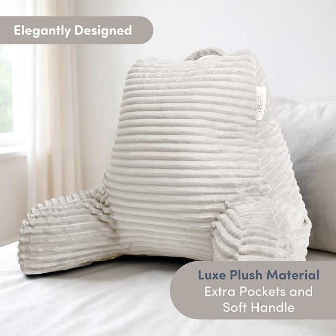 Nestl Reading Pillow with Shredded Memory Foam, Luxe Cut Plush Back Pillow - Image 2