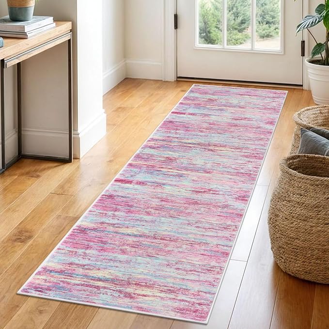 2x6 Modern Abstract Runner Rug for Hallways, Non-Shedding Washable Rug for by SiiloomRug